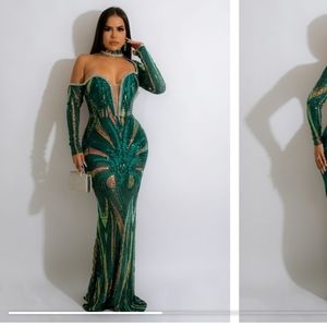 Emerald Green/Gold Sequin Dress